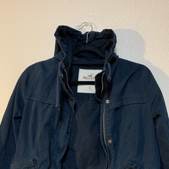 Hollister navy blue jacket rain coat - Picture 3 of 8